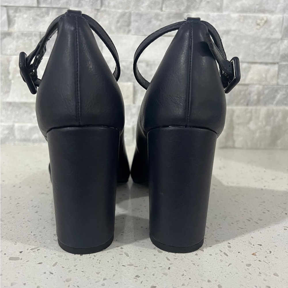 Journee Collection Navy Blue Ankle Strap Heels - Picture 6 of 7